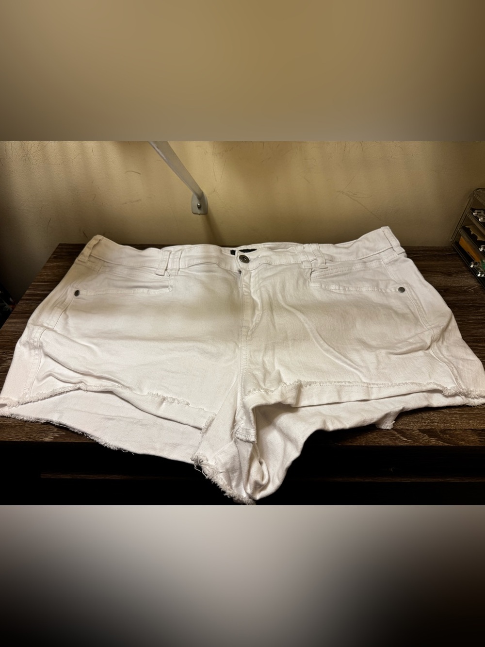 torrid White Denim Cutoff Shorts with Frayed Hem